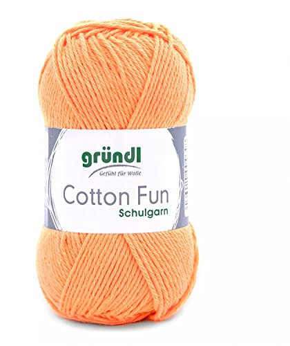 Gründl Cotton Fun Strickgarn/ Häkelgarn (weiches Garn aus 100% Baumwolle , OEKO-TEX zertifiziert, 50 g/115 m, Nadelstärke: 3-4, 1 Knäuel á 50 g), Apricot