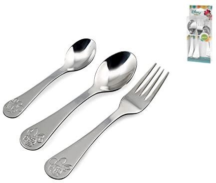 Lulabi Disney Minnie Mouse Besteck-Set, 3 Stück, Grau