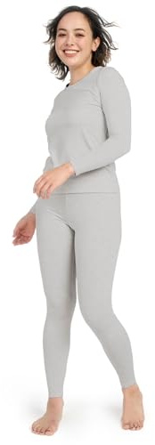 LAPASA Conjunto Ropa Termica Mujer Set Interior Camiseta Manga Larga Malla Termico Deportiva Invierno Frio Extremo Deporte Esqui Montaña Thermoflux 200 L41 M Gris Claro