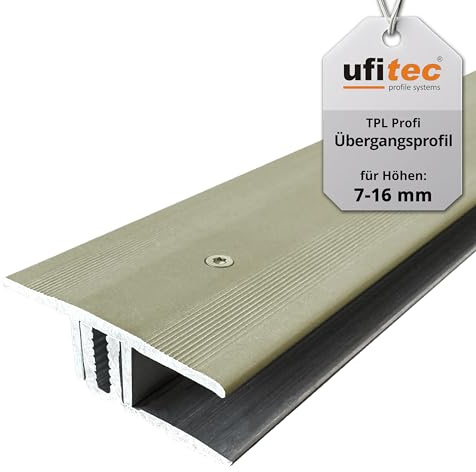 ufitec Profilsystem för parkett- och laminatgolv – för belägghöjder från 7–16 mm – många färger finns (övergångsprofil | 270 cm lång | 33 mm bred, guldljus)