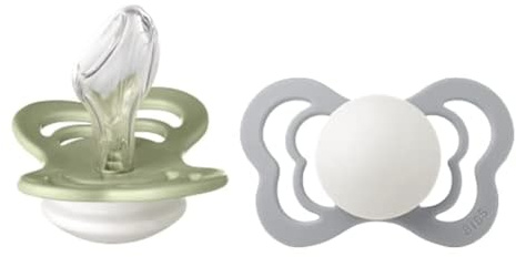 BIBS Couture Schnuller 2er-Pack, BPA-frei, Kiefergerechte Form. Silikon, Größe 2 (6-18 Monate), Sage/Cloud Night