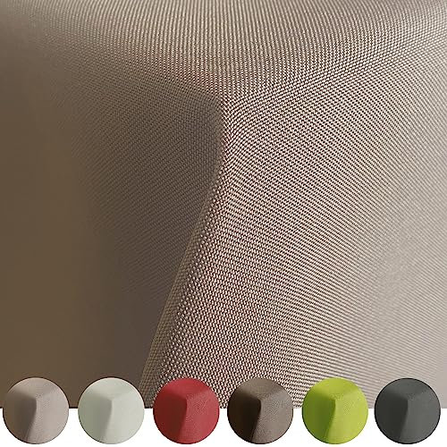 Tischdecke Gartentischdecke mit Lotuseffekt Outdoor Tafeldecke wasserabweisend Tischtuch RUND OVAL ECKIG Rechteckig (Beige, 130x220cm)