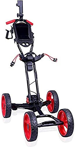 ZAANU Carrito de Golf Carritos de Golf Golf Plegable eléctrico | Carro de Empuje de 4 Ruedas con portavasos Empuñadura de Empuje Ajustable | Un Segundo para Abrir/Cerrar carros de Golf