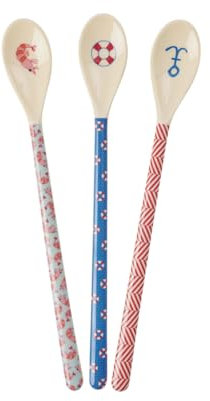 Rice Latte Löffel 3er-Set Rettungsring Krabbe Anker Motiv Geschirr Melamingeschirr Kindergeschirr Kinder Camping BBQ Picknick Bruchsicher BPA-frei Wiederverwendbar Plastikgeschirr