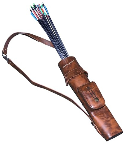 Traditional Leather Archery Quiver - Arrow Holder - Arrow Quiver - Pocket Quiver - Brown Quiver - Sage Quiver - Back Quiver Bow Arrow Holder - Handmade Leather Quiver Gift for him (1325 Tiger)