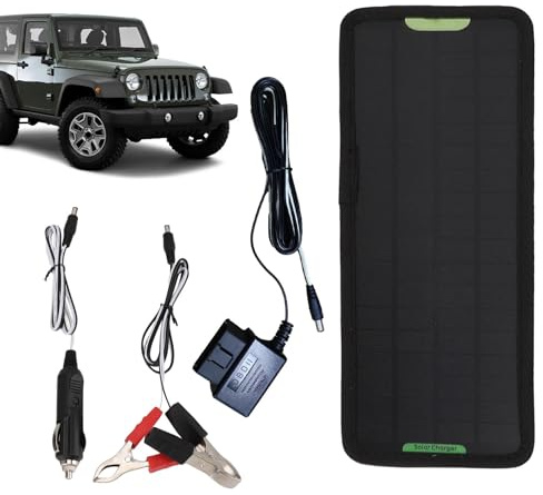 Cargador Solar de – Kit de Carga de de Coche de 12 V, Cargador de batería Solar de 5 W | Mantenedor de batería Solar portátil para automóvil, Cargador de batería Solar para Motocicleta