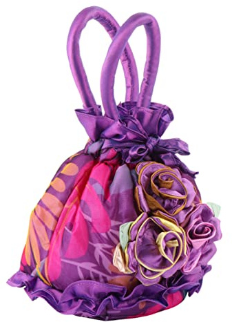 DEARMAMY Bolso De Mano De Noche Bolso De Noche Forma De Flor Encaje Tela Para Mujer Fiesta Boda Color Púrpura Tamaño Pequeño
