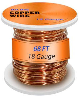 UCINNOVATE 18 Gauge 99,9% reinen weichen Kupferdraht, 18 AWG 68 Meter reines Kupfer für Elektrokultur Gartenarbeit, Schmuckherstellung, Perlen, Wissenschaft Projekte, DIY Kunstwerk
