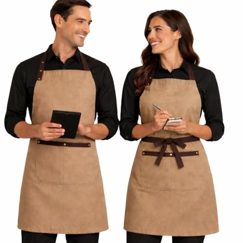 XChef Delantal hombre y mujer. Pack 2 unidades. (BEIGE - MARRON)