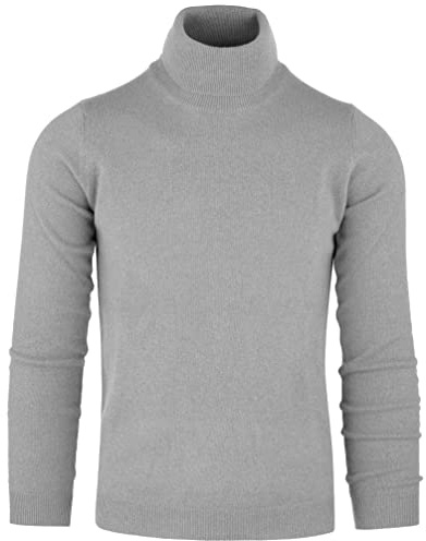 CZ - Dolcevita Maglione Uomo Pullover Invernale Manica Lunga Collo Alto Caldo in 5% Cashmere 25% Lana, 30% Viscosa e 40% Poliamide (Grigio Perla, L)
