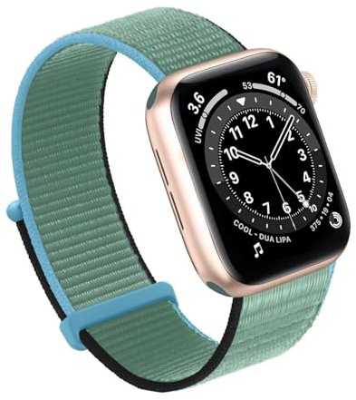 EKINS För Apple Watch Band 49MM 45MM 44MM 42MM 41MM 40MM 38MM, Dam Herr Sport Nylon Loop Band För IWatch Series Ultra 8 7 6 5 4 3 2 1 SE(Inverness Green,42/44/45/49mm)