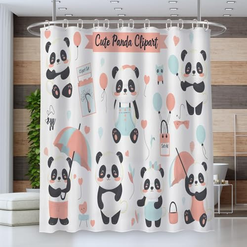 Cortina de Ducha Antimoho Tela Impermeable,Cortina Ducha 120 * 180cm,Cortina Baño,Cortinas de Baño para Bañera o Ducha,Lavable con Agua,Paraguas De Dibujos Animados Cartas Paquete