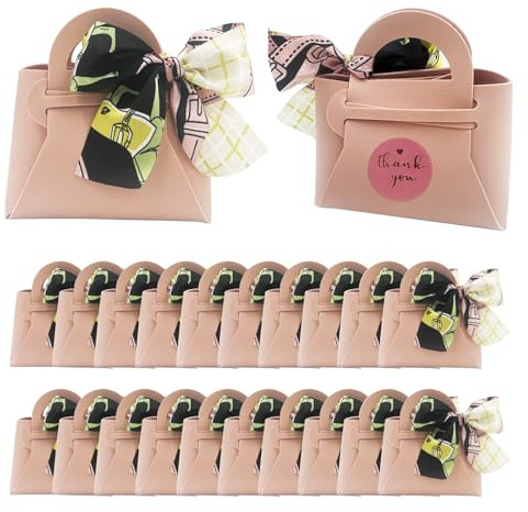 DUGYIRS 20 Pièces Sacs-Cadeaux en Cuir PU avec Ruban de Satin,Boîtes-Cadeaux Réutilisables pour Mariages,Anniversaire,Fêtes prénatales,Bonbons (Rose)