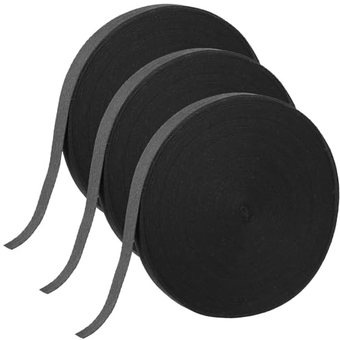 CHUENKUK 3 Rotoli di Nastro di Cotone Nero, 20 mm x 50 m, in Cotone, per Cucito, Fai da Te