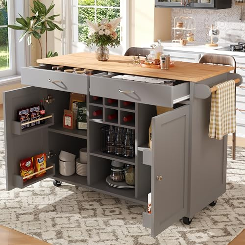 NADEUSAK Moderna isola della cucina (102 × 45 × 92 cm), armadio da cucina, buffet, carrello da pranzo con venature del legno, tavolo da pranzo multifunzionale con spazio di archiviazione (grigio)