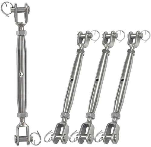 M12 Turnbuckle Tensioner,4PCS Heavy Duty Jaw&Jaw Turnbuckle Wire Rope