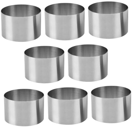 Toyvian 8pièces Moules à Gâteau Ronds Acier Inoxydable pour Mousse et Pâtisserie Cercles pour Tartes Cheesecakes et Desserts Individuels