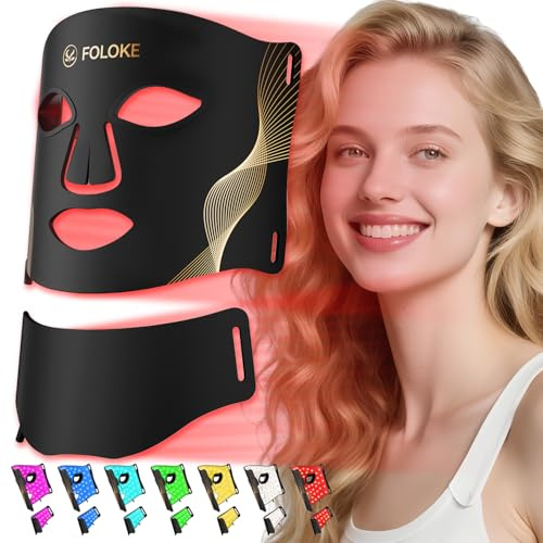 FOLOKE LED Light Therapy Mask Skin Care , LEDs face mask & neck mask Red - Wavelength for Home Use, – Advanced Skincare Made Easy(Black)