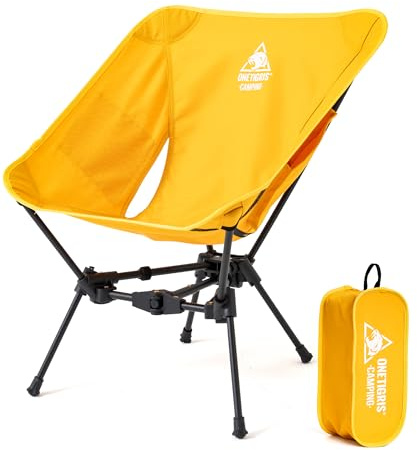 OneTigris TIGERBLADE Campingstol, vikbar 150 kg, fällstol, camping, lätt trekantig ram, vikbar stol, ultralätt, med 2 sidofickor för utomhusbruk, vandring (gul)