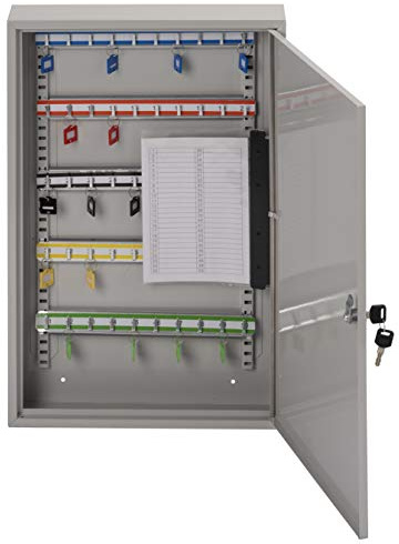 Sterling KC50H Single Door Key Cabinet with 50 Hooks, Grey