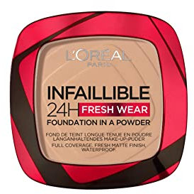 L'Oréal Paris Infallible 24H Fresh Wear Foundation in a Powder, Full-coverage, Longwear, Weightless Smooth Finish, Water-proof and Transfer-proof, 120 Vanilla