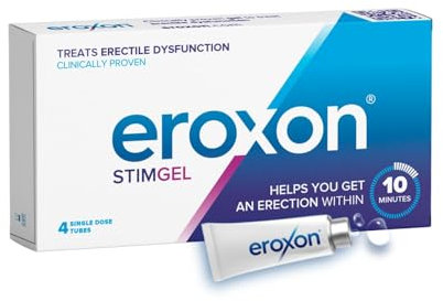 EROXON StimGel Para la Disfunción Eréctil, Ayuda a Conseguir una Erección en 10 Minutos, Tratamiento en Gel, Compatible con Preservativos de Látex y Lubricantes, 4 Aplicaciones por Envase