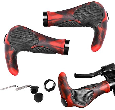 Sonwaha Fahrradgriffe Ergonomisch 22mm Fahrradlenker jedes Fahrrad Lenkergriffe für perfekte Griffsicherheit rutschfest Fahrradlenkergriffe Lenker Handgriffe Schwarz Rot