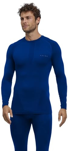 FALKE Warm Round Neck M L/s SH Fil Fonctionnel séchage Rapide 1 pièce, Couche de Base supérieure Homme, Bleu Yve 6714, L