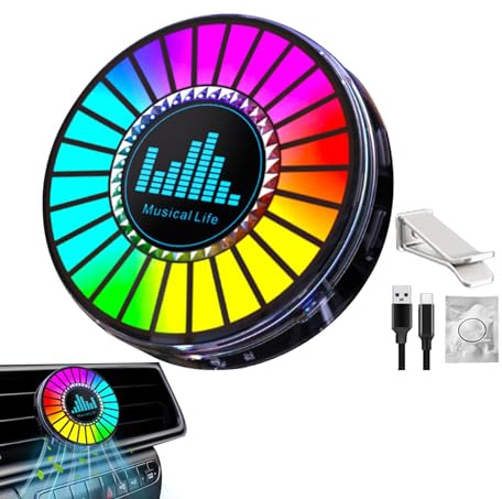 ulapithi Lumière de contrôle du son rechargeable RVB, lumière à rythme dynamique et son rond - Éclairage intérieur de voiture avec tablettes parfumées,Lumières de synchronisation musicale, lumières