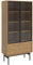Selsey Vitrine Glas Vitrinenschrank Glasvitrine Wohnzimmer Glastür Hoch 85 cm 2 Schubladen 4 Fächer Hickoryholz Natur Olar