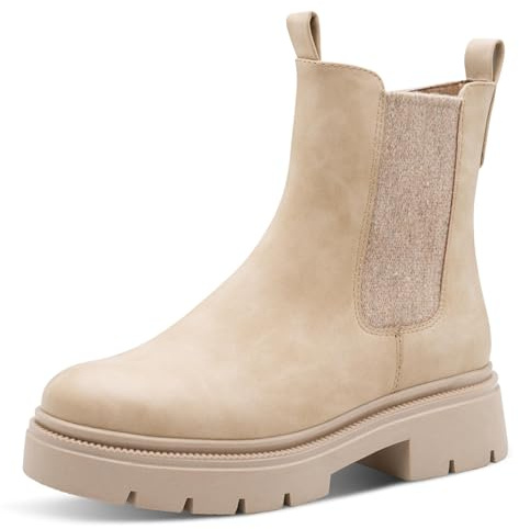 MARCO TOZZI Damen Chelsea Boots mit Reißverschluss Vegan, Beige (Beige), 40 EU