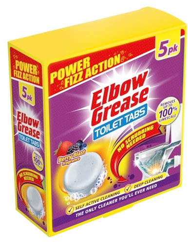 Elbow Grease Lot de 5 pastilles nettoyantes pour toilettes – Pas besoin de frotter | Élimine jusqu'à 100% du calcaire (Berry Blast – Lot de 5 comprimés)