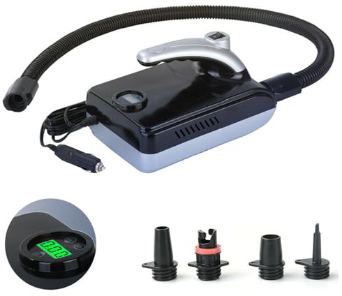 Vlocky 20PSI Electric SUP Pump Intelligent Air Pump with 4 Nozzles, 12V DC Car Connector, Quick Air Inflator and Auto-Off, for Stand Up Paddle Boards, Inflatable Kayak, Water Sports