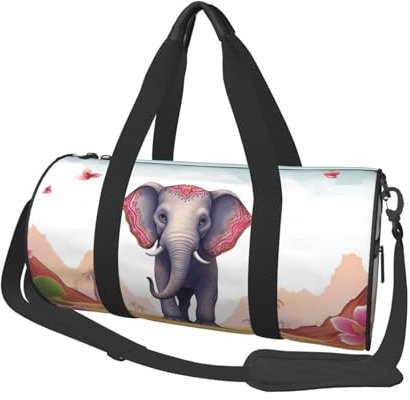 Lucky Elephant Reisetasche für Damen und Herren, persönliche Gegenstände, Reisetasche, Segeltuch, Wochenendtasche, Übernachtungstasche, leicht, Sporttasche, Handgepäck, Schwarz, Einheitsgröße, Schwarz