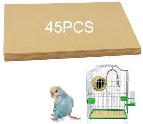 KCGANI Lot de 45 feuilles de papier de revêtement pour cage à oiseaux, 27,9 x 43,2 cm, papier abrasif pour cage à oiseaux, papier abrasif spécial pour cage à oiseaux dans le sable de mer