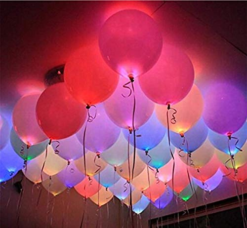 40 globos con luz LED, globos de látex de colores mixtos, luces intermitentes de 10 a 24 horas para suministros de fiesta oscura, cumpleaños, decoraciones de Navidad, rellenables con helio y aire