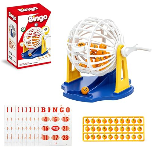 xolear Juego Bingo, Bingo Juego Mesa Adulto Bolillero 30 Bolas 10 Cartones