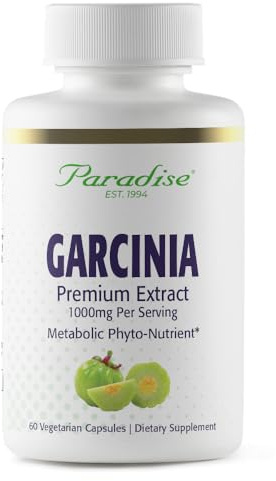 Paradise Herbs Garcinia Cambogia, Active Whole Spectrum Extract, Super Potent, Ultra Pure, Vegan, Gluten Free, Non-GMO, 60 Vegetarian Capsules