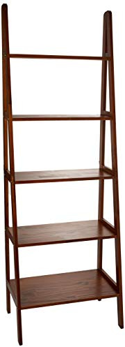 Casual Home 100% Solid Wood 5-Shelf Ladder Bookcase, Standard, 72H, Warm Brown