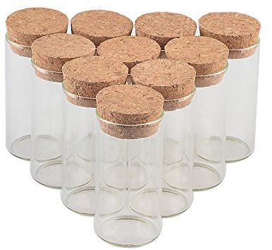 TAI DIAN 30x60mm 25ml Glass Vials Jars Test Tube With Cork Stopper Empty Glass Transparent Clear Bottles 12pcs (12, 25ml-30x60mm)