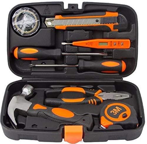 Mallette à Outils (8 pièces), avec Pince/Tournevis/Marteau/Cutter/Mètre à ruban - Economic Type