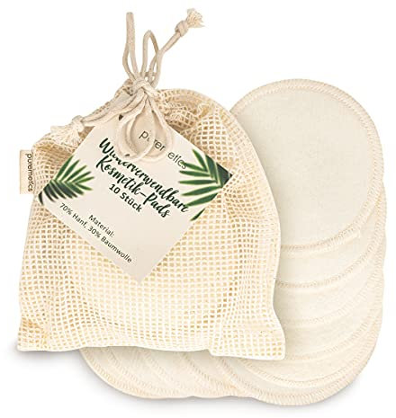 puremetics Kosmetik-Pads (10 Stück) inkl. Wäschesäckchen | Wiederverwendbare Zero Waste Wattepads | 100% plastikfrei
