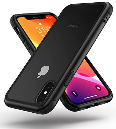 MobNano Ultra Hybrid Durchsichtig Hülle für iPhone X Hülle, iPhone XS Hülle, iPhone 10 Hülle Stoßfest Bumper Transparent Handyhülle Shockproof Fallschutz Silicone iPhone XS X Case - Schwarz