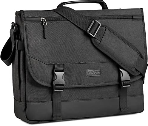 Kasgo Umhängetaschen Herren, Wasserabweisend 15.6 Zoll Laptop Schultertasche Laptoptaschen Schultergurt Schultasche Herrentasche für Arbeit Schule Business Damen Schwarz