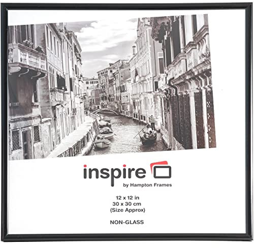 Hampton Frames BACKLOADER 12x12 (30x30cm) Black Picture Poster Photo Certificate Display Frame - 1 PACK Acrylic (Non-Glass) Front BLR1212BKPX-1PK