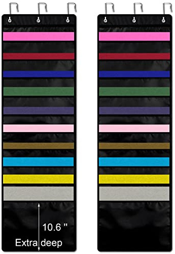 Henoyso 2 Pcs 12 x 12 Inch Paper Storage Scrapbook Vinyl Roll Storage Organizer Hanging Wall File Organizer with Door Hangers for Office Cardstock Craft (Black)
