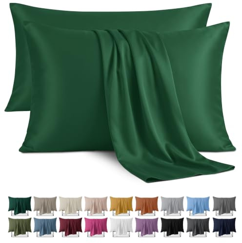 Imperial Rooms Emerald Microfibre Pillow Cases 2 Pack, Easy fit (50x75 Cm) | Standard Size Pillowcases, Envelope Closure, Soft Feel, Breathable, Fade Resistant, Hypoallergenic, Easy Wash Pillow Covers