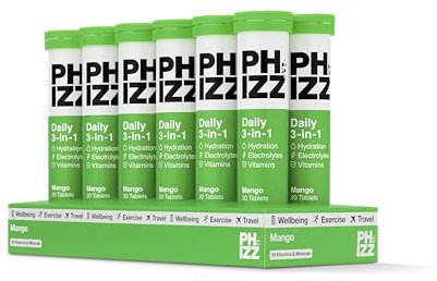 Phizz Electrolytes, Multivitamin & Hydration Tablets - 240 Effervescent Rehydration Electrolyte Tablets - 18 Vitamins & Minerals, Vitamin C, Vegan, Vegetarian & Low Calorie (Mango, 240 Tablets)