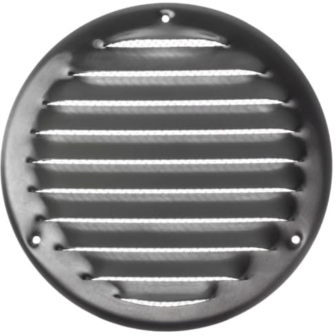 125mm Edelstahl Lüftungsgitter mit Insektenschutz - Rund Metall Abluftgitter - Abluft Zuluft Gitter