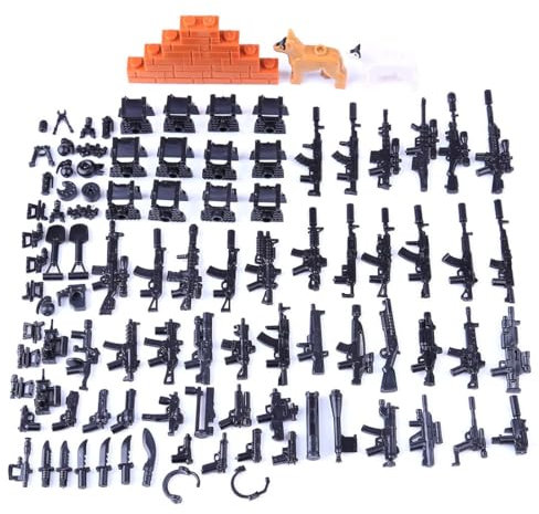 Purfresh Militär Waffen Set Bausatz für WW2 Soldaten Polizei, Modular Militärische Waffe Klemmbausteine-NO.61031